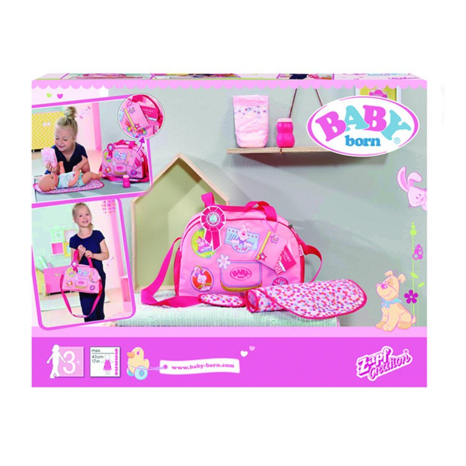 ZAPF CREATION Baby Born Changing Bag Doll Dolls Change Mat Nappy Role