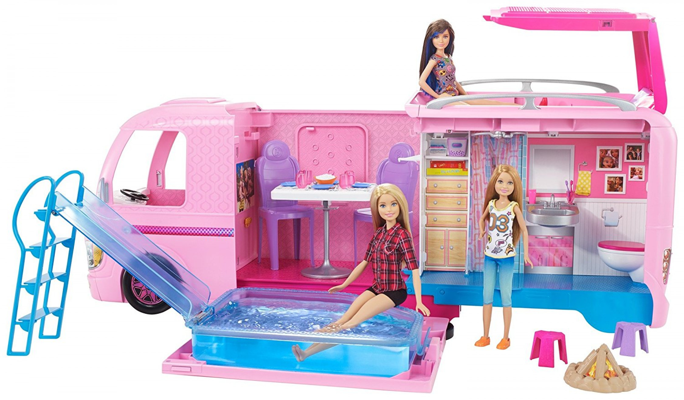 BARBIE FBR34 CAMPER Van Vehicle Fashion Doll and Accessories Kids Toy