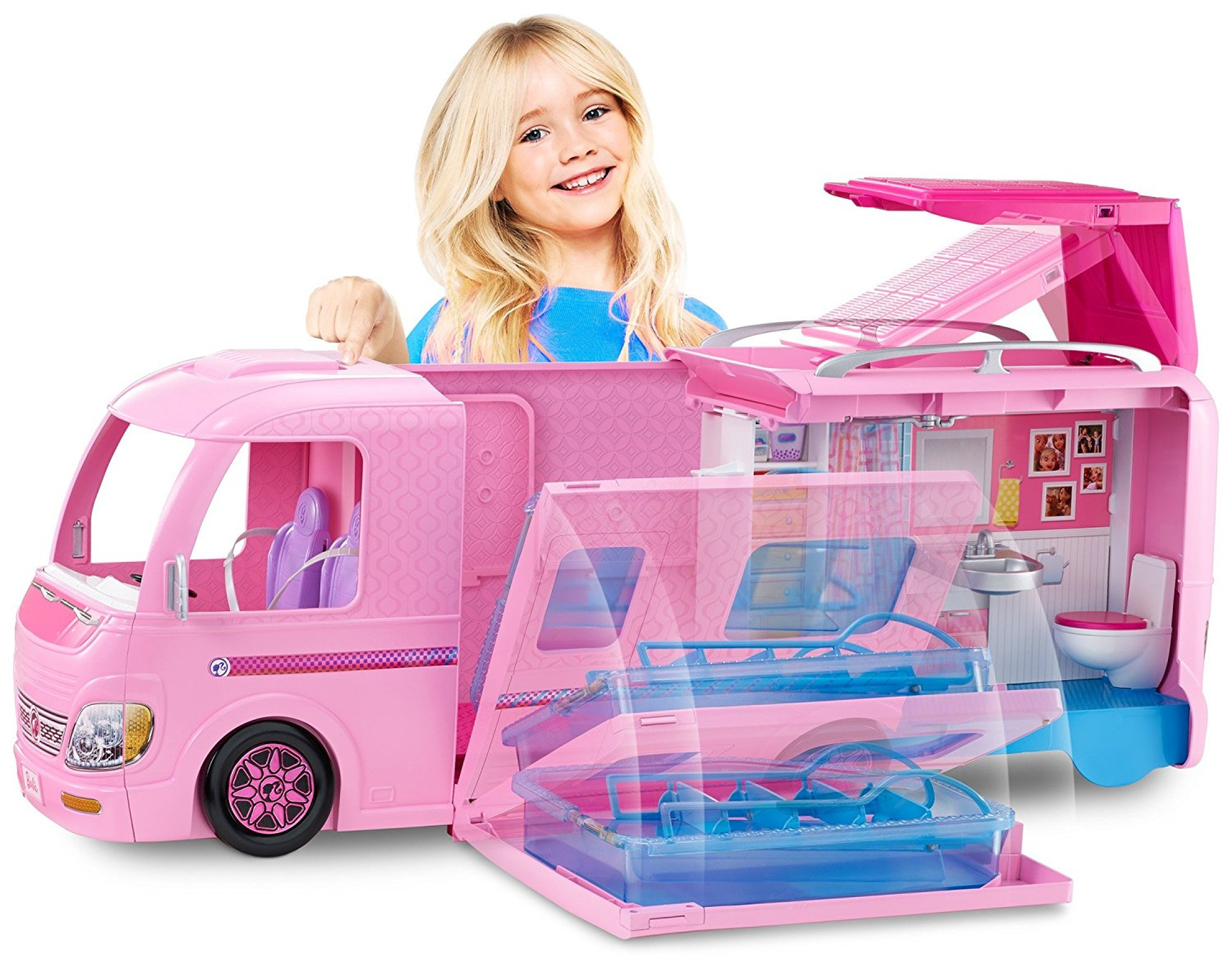 Barbie Dream Camper Van Campsite Play Set Piscine Water Slide Beds