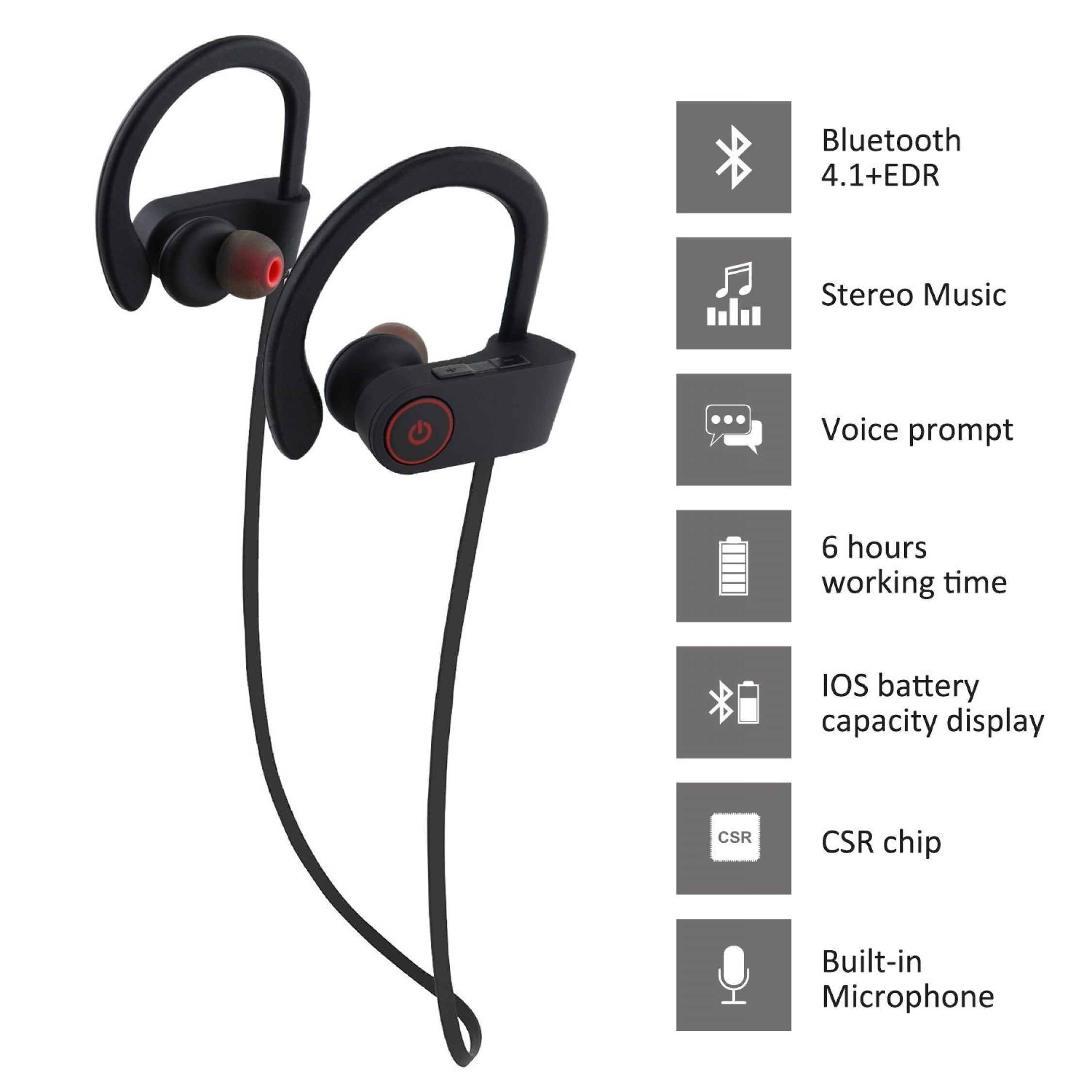 Bluetooth Headphone Earbuds Sweatproof Otium Beats Sports Wireless