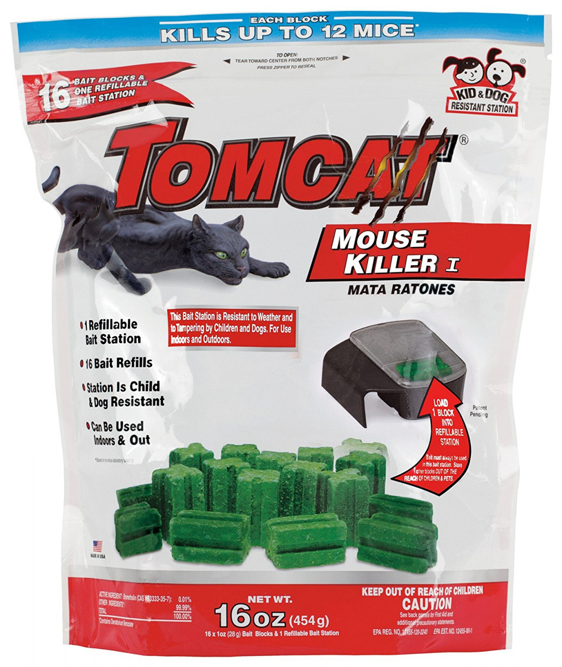 Tomcat Killer Rat Mouse 16 Bait Blocks Station Rodent Poison Refillable