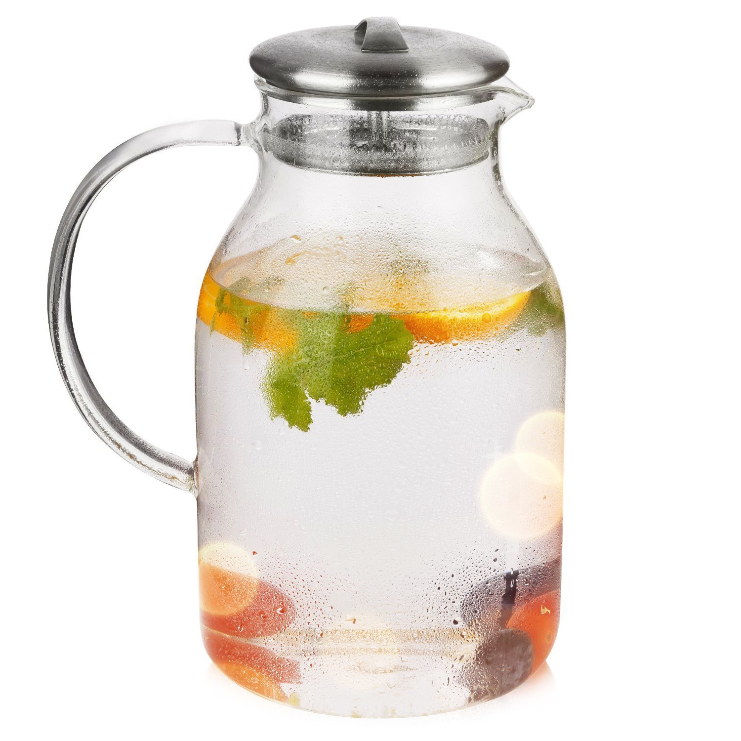 68oz Glass Pitcher With Lid And Spout High Heat Resistance Stovetop Image Is Loading 68oz Glass Pitcher With Lid And Spout High